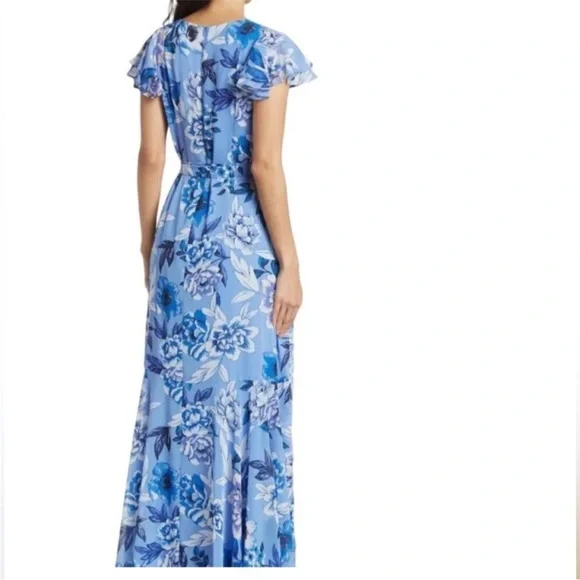 Eliza J Blue Floral Maxi Dress size 8 - Picture 2 of 8